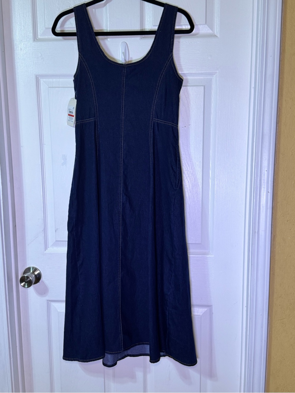 Anne Klein Navy Button-Front A-Line Midi Dress - Picture 6 of 10